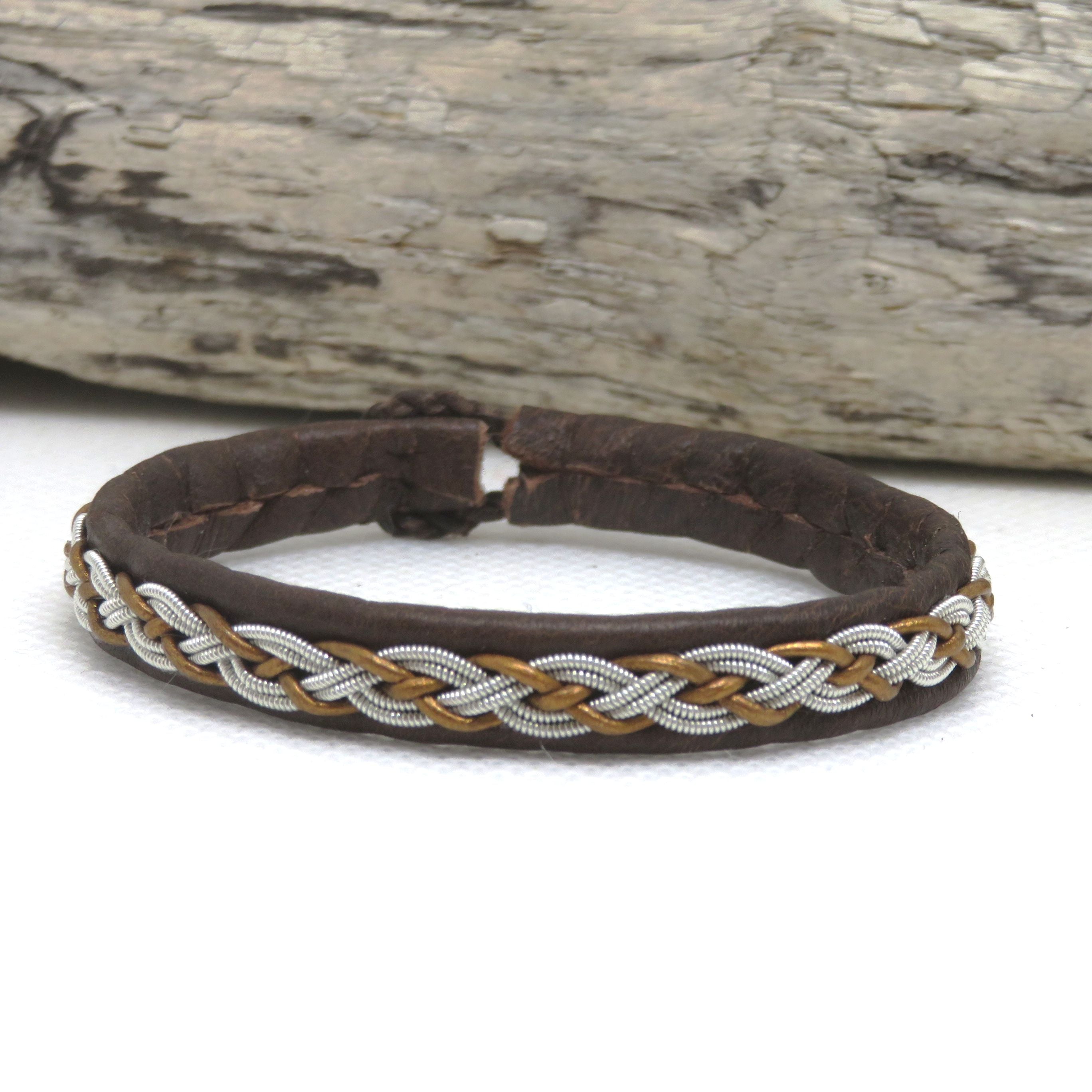 Bracelet Sami, tresse"4 brins", cordon cuir