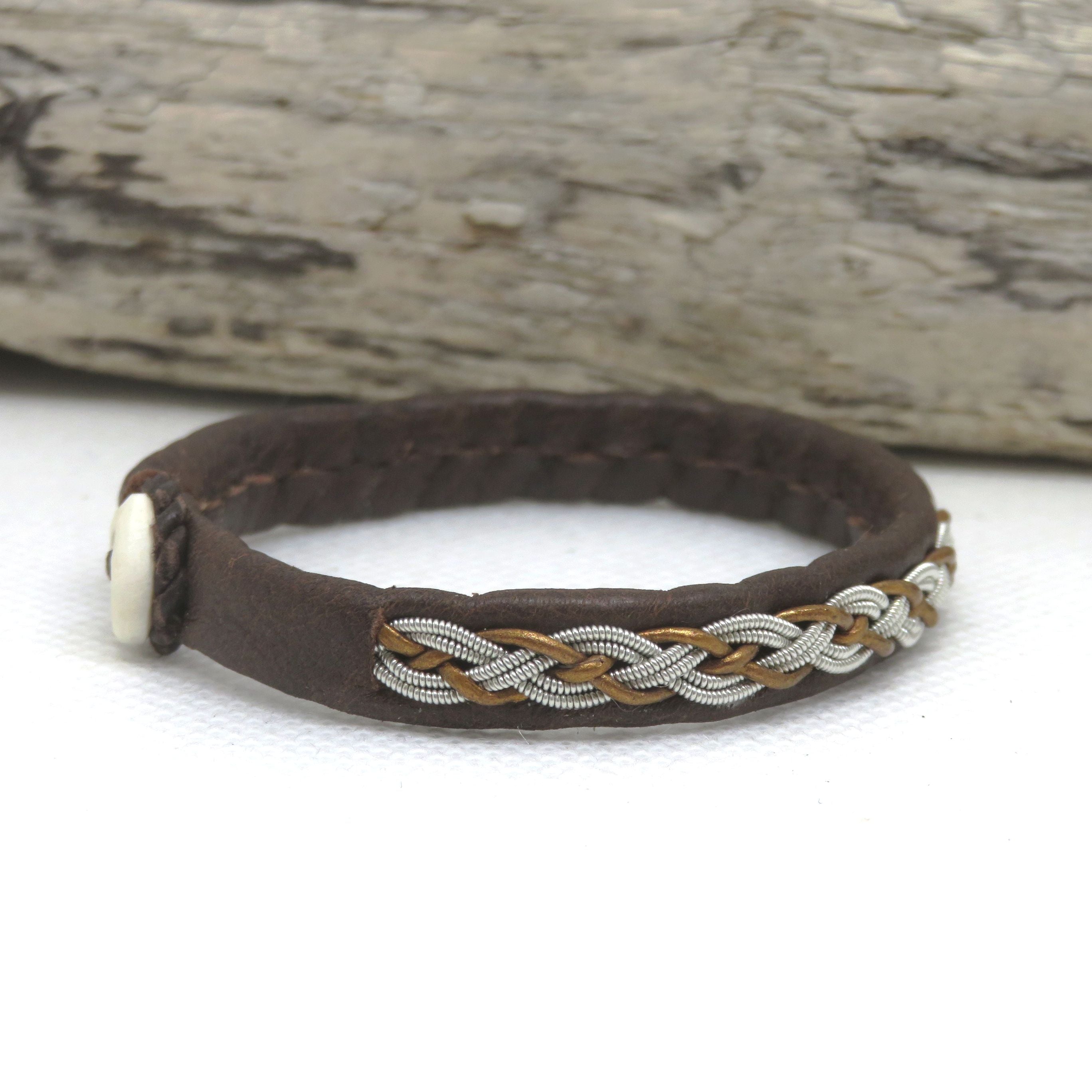 Bracelet Sami, tresse"4 brins", cordon cuir