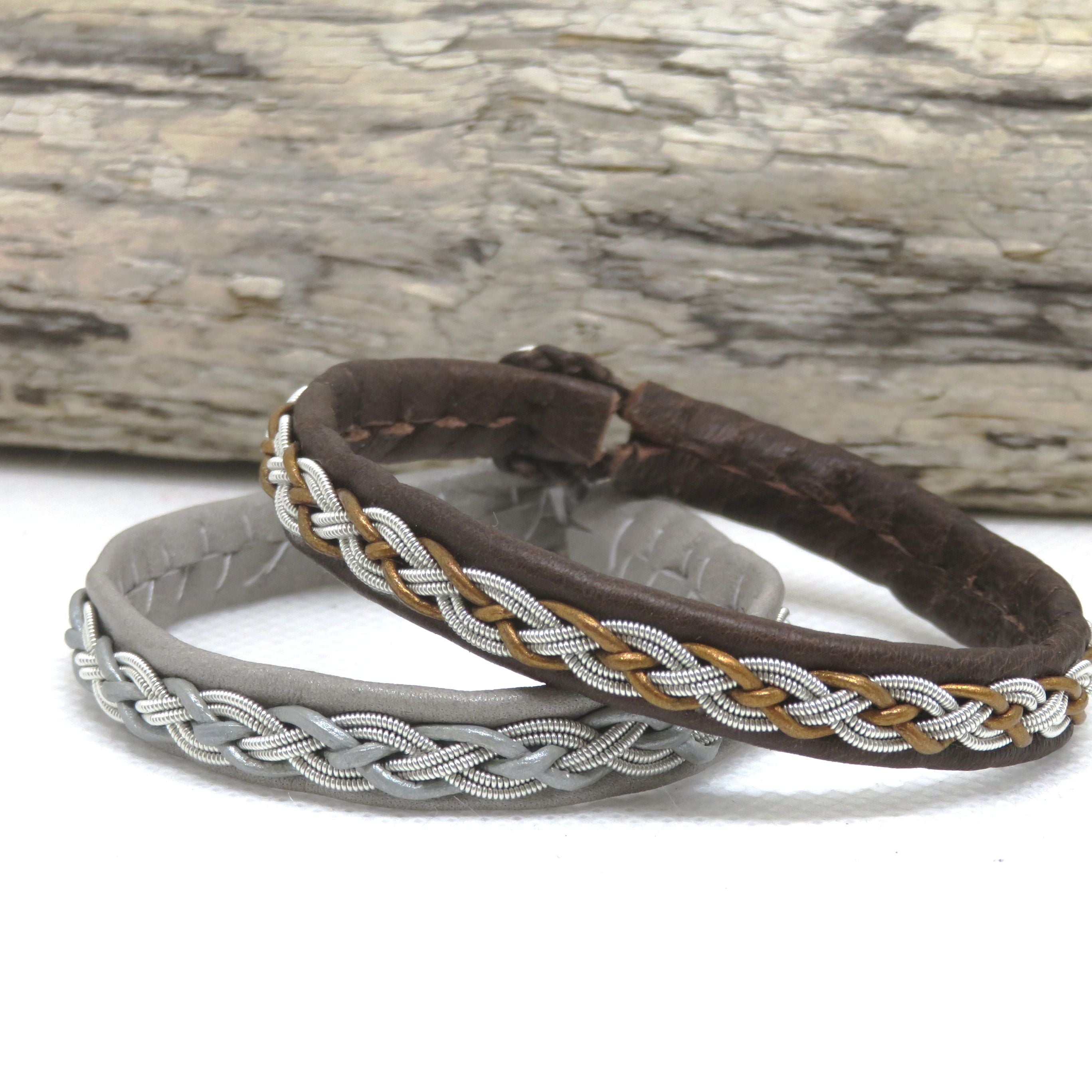 Bracelet Sami, tresse"4 brins", cordon cuir