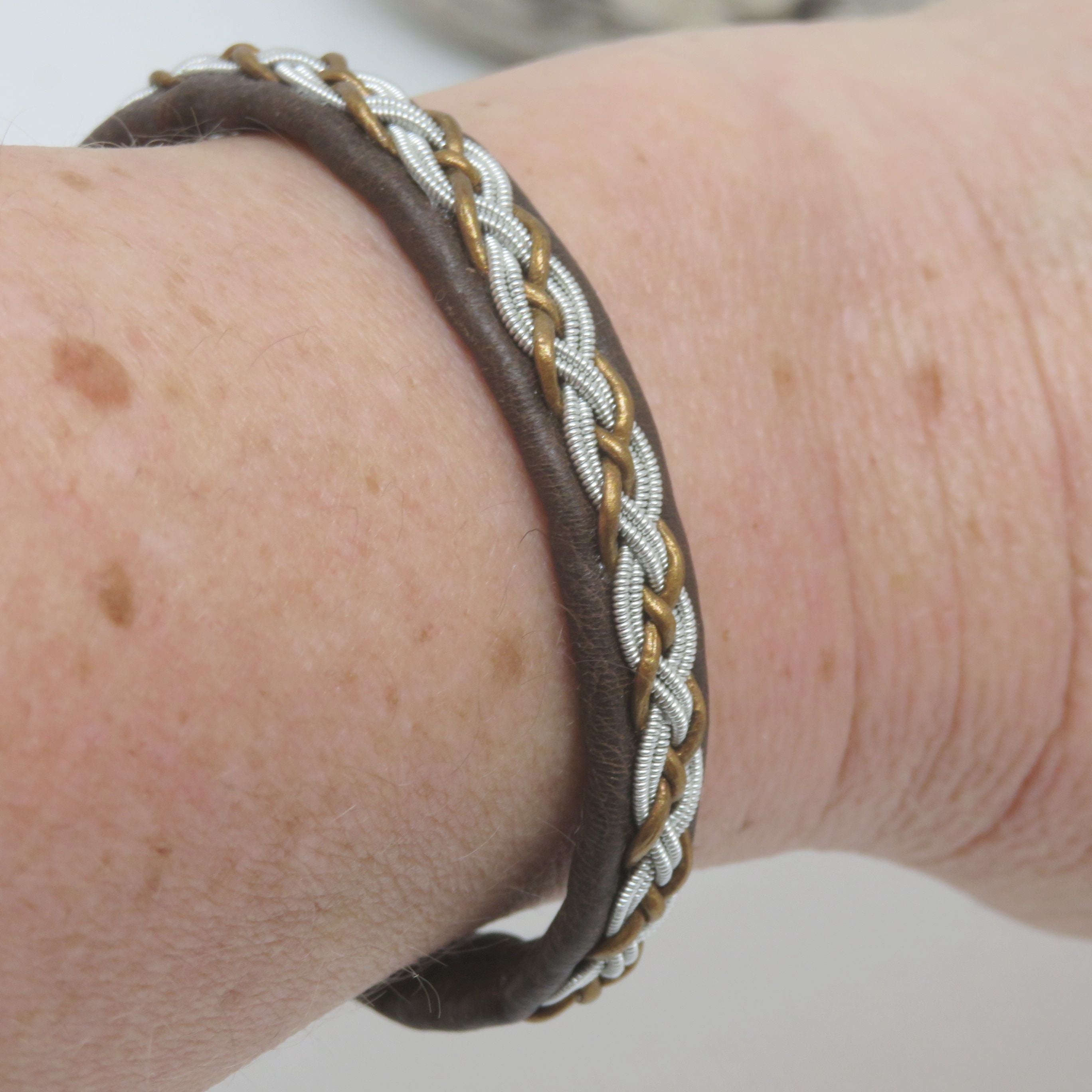 Bracelet Sami, tresse"4 brins", cordon cuir