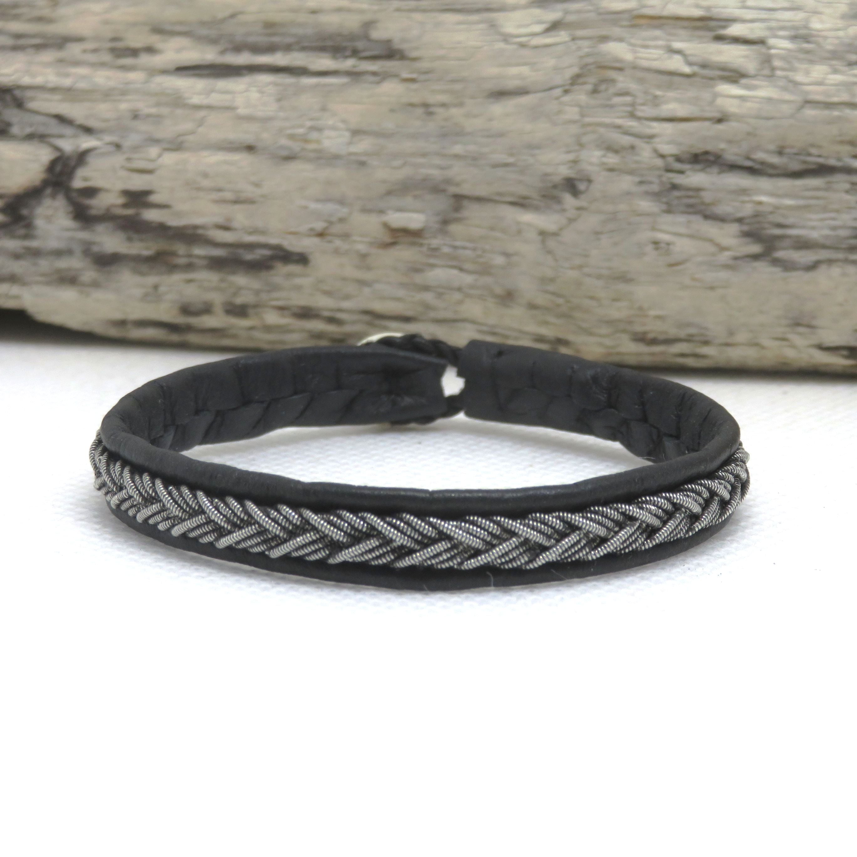 Bracelet Sami, "Finn" fil patiné noir