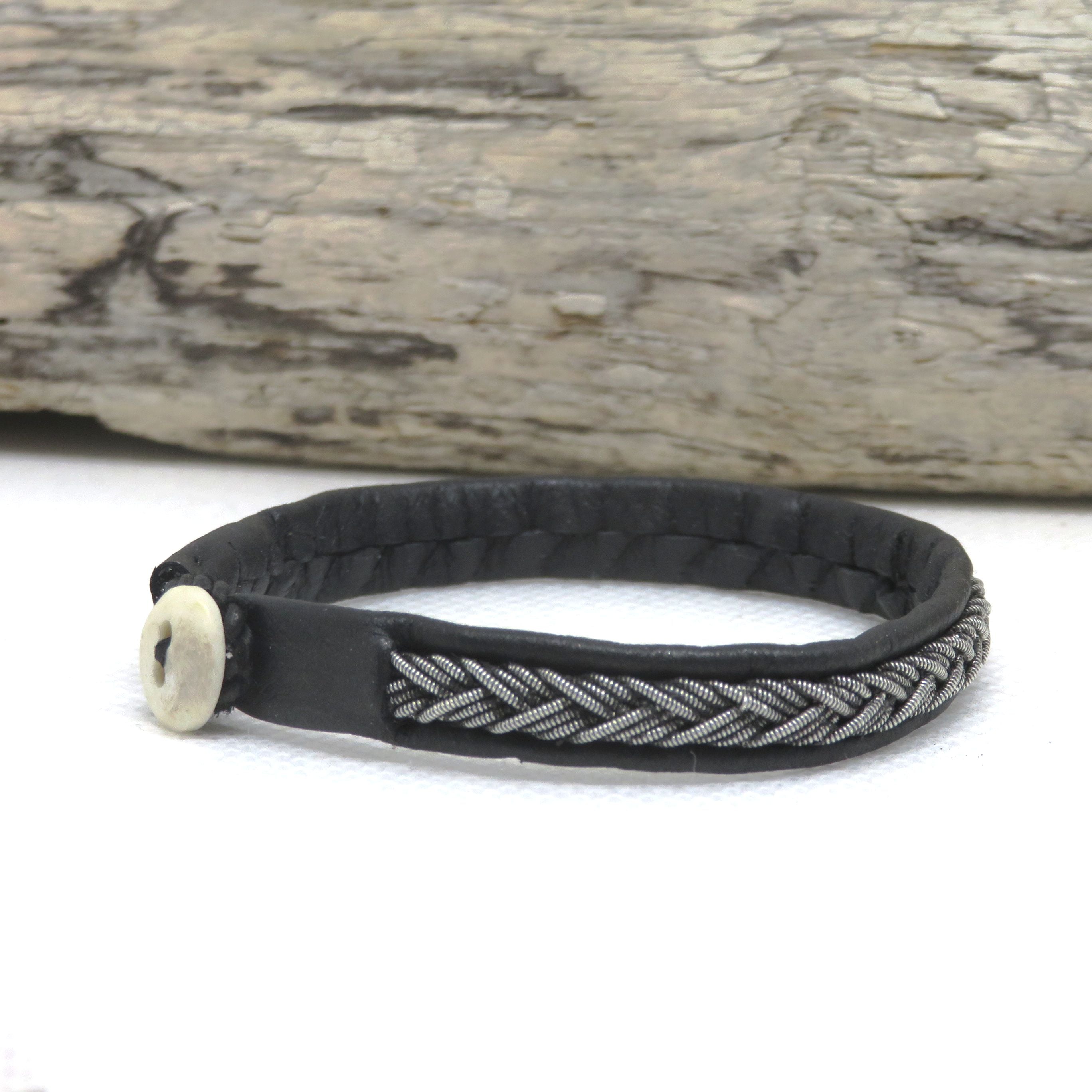 Bracelet Sami, "Finn" fil patiné noir