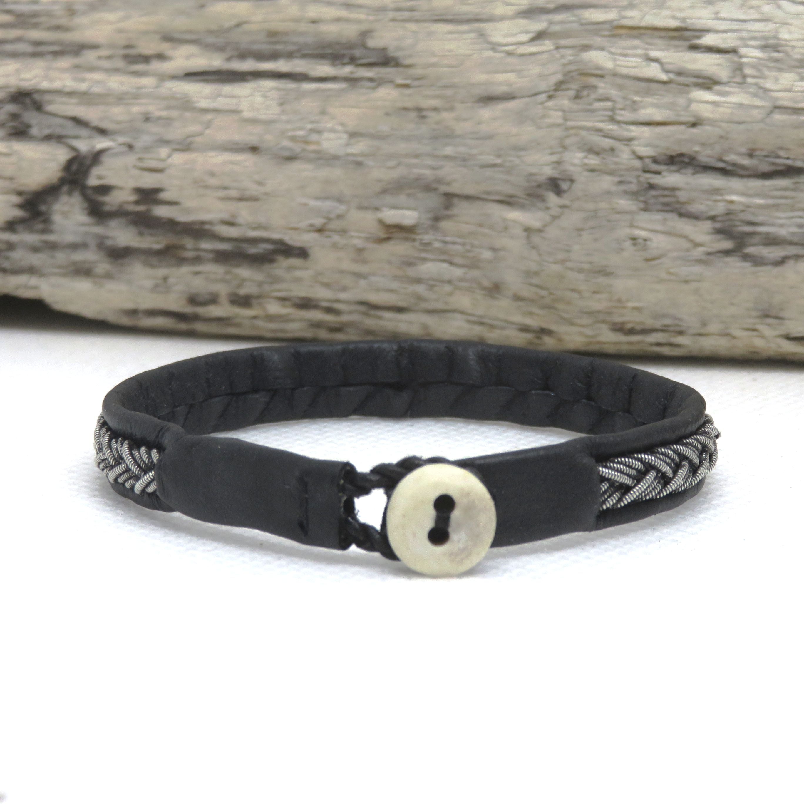 Bracelet Sami, "Finn" fil patiné noir